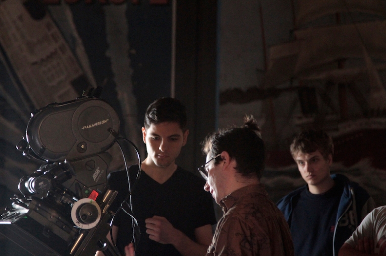 Film students using 35mm cameras at Barrandov Studios, Prague
